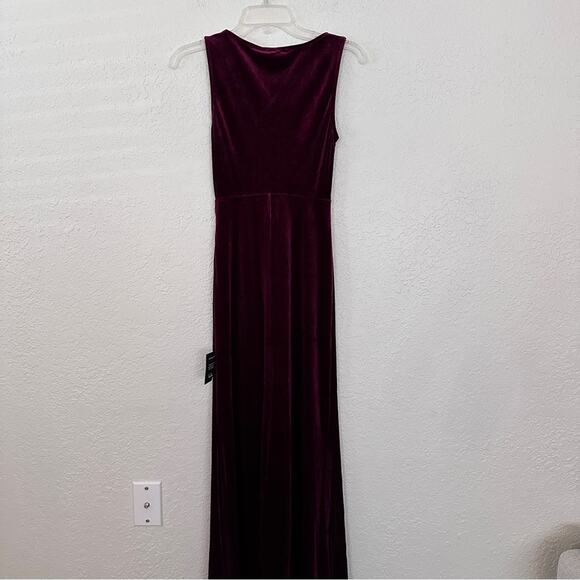 NWT Lulus Velvet Maroon Maxi Front Slit Sleeveless Dress XS - Picture 5 of 5